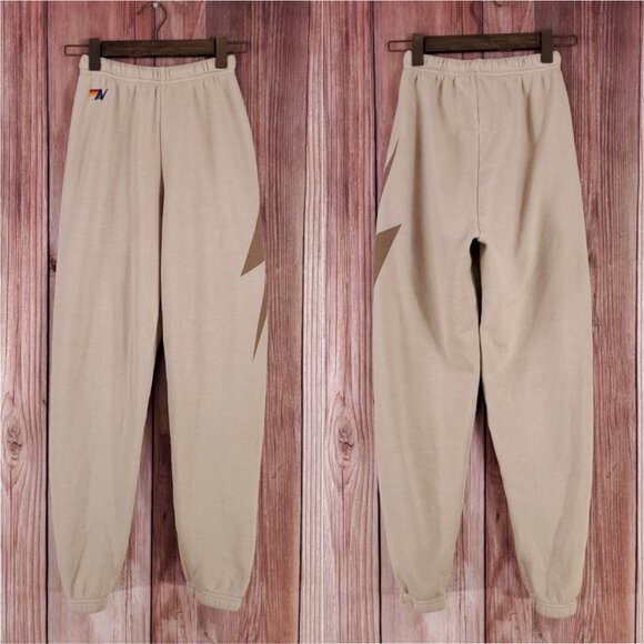 *READ* Aviator Nation Womens XS Lightning Bolt Fleece Lined Sweatpants Joggers - Picture 1 of 13